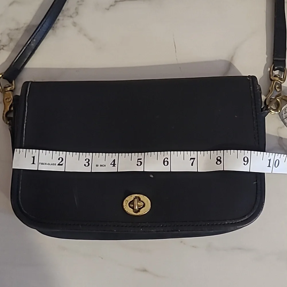Vintage Coach Penny Pocket Bag Purse #9755 Black Leather Brass Hardware Y2K